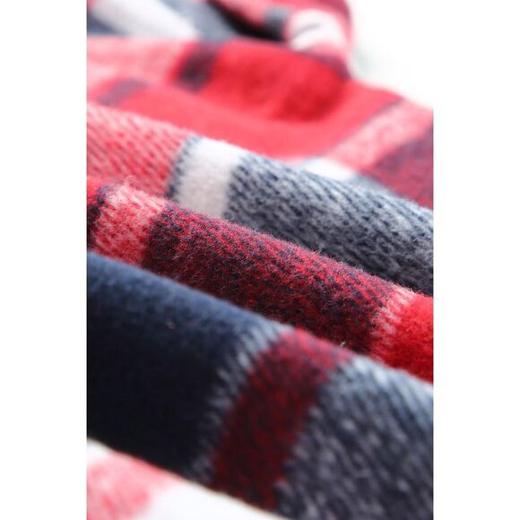 Azura Exchange  Red Hooded Plaid Button Front Shacket - Picture 3 of 8